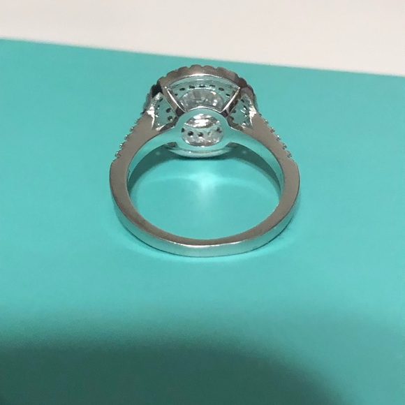 Sona Sterling Silver Double Halo Ring - Picture 3 of 6